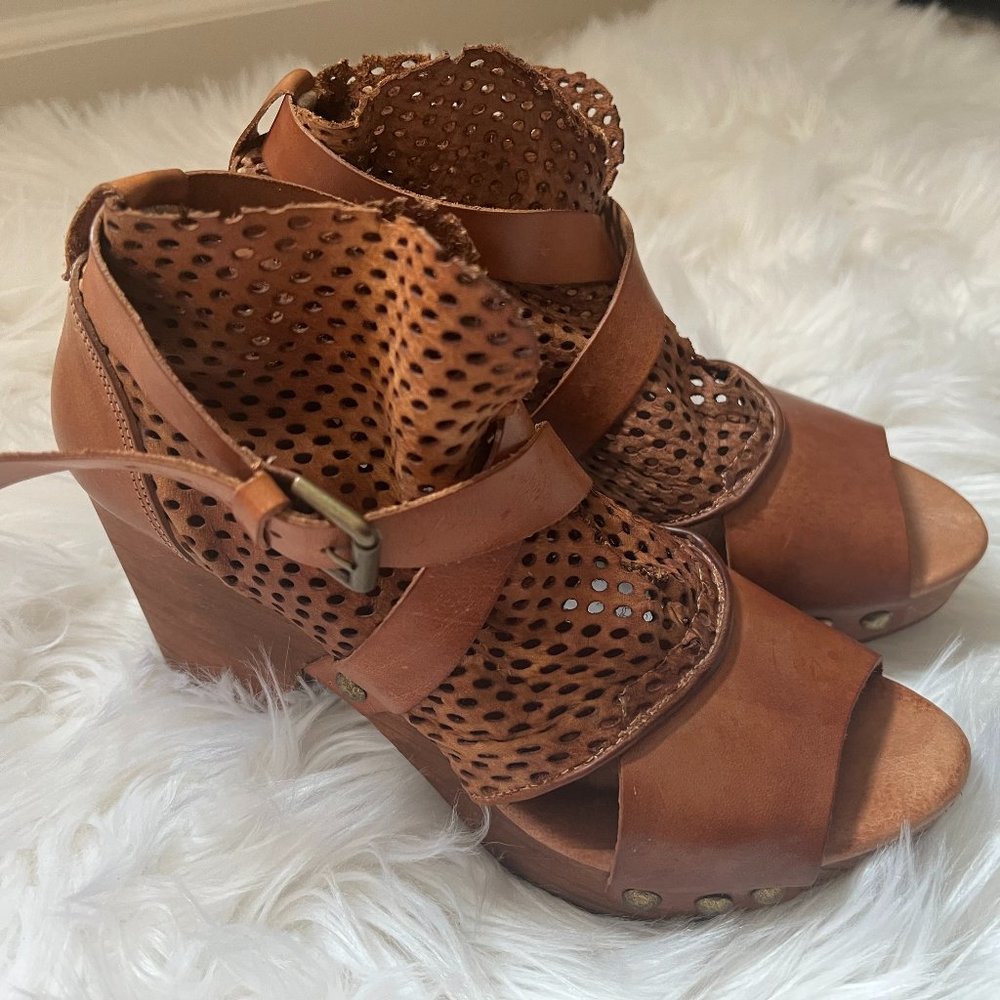Rare Vintage Free People Wood Platform Sandals 38